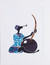 'Reminiscing I' - Classic Ghanaian Cotton Fabric Guitarist Painting in Blue
