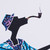 'Reminiscing I' - Classic Ghanaian Cotton Fabric Guitarist Painting in Blue