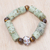 Recycled glass and tiger's eye beaded bracelet, 'Green Courage' - Green Recycled Glass and Tiger's Eye Beaded Bracelet