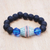 Pulsera elástica con cuentas de vidrio reciclado - Pulsera elástica con cuentas de vidrio reciclado azul y negro