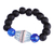 Pulsera elástica con cuentas de vidrio reciclado - Pulsera elástica con cuentas de vidrio reciclado azul y negro