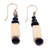 Recycled glass and onyx beaded dangle earrings, 'Dapper Joy' - Eco-Friendly Recycled Glass and Onyx Beaded Dangle Earrings