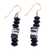 Recycled glass beaded dangle earrings, 'Black Gyidi' - Eco-Friendly Black Recycled Glass Beaded Dangle Earrings