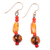 Recycled glass beaded dangle earrings, 'Fire Essence' - Golden and Red Recycled Glass Beaded Dangle Earrings