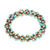 Recycled glass beaded stretch bracelet, 'Cool Lights' - Turquoise and Brown Recycled Glass Beaded Stretch Bracelet