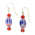 Recycled glass beaded dangle earrings, 'Party Kiss' - Red and Blue Glass Beaded Dangle Earrings from Ghana