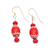 Recycled glass beaded dangle earrings, 'Luscious Red' - Handmade Red Recycled Glass Beaded Dangle Earrings