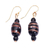 Recycled glass beaded dangle earrings, 'Night Kiss' - Black and Glittering Brown Glass Beaded Dangle Earrings