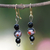 Recycled glass beaded dangle earrings, 'Charming Flora' - Floral Black Recycled Glass Beaded Dangle Earrings