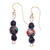 Recycled glass beaded dangle earrings, 'Charming Flora' - Floral Black Recycled Glass Beaded Dangle Earrings