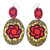 Cotton fabric dangle earrings, 'Red Yayra' - Traditional Red and Yellow Cotton Fabric Dangle Earrings