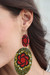 Cotton fabric dangle earrings, 'Red Yayra' - Traditional Red and Yellow Cotton Fabric Dangle Earrings