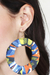 Cotton fabric dangle earrings, 'Omanye' - Traditional Round Colorful Cotton Fabric Dangle Earrings