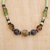 Recycled glass and wood beaded necklace, 'Omanye in Green' - Eco-Friendly Recycled Glass and Wood Beaded Necklace