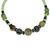 Recycled glass and wood beaded necklace, 'Omanye in Green' - Eco-Friendly Recycled Glass and Wood Beaded Necklace