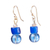 Recycled glass beaded dangle earrings, 'Adiagba in Blue' - Eco-Friendly Blue Recycled Glass Beaded Dangle Earrings
