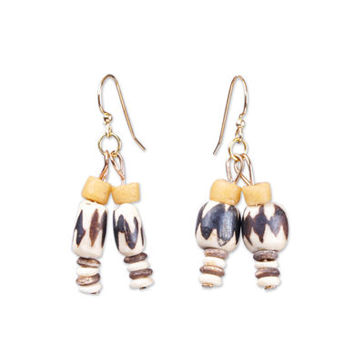 Recycled glass beaded dangle earrings, 'Inner Lady' - Eco-Friendly Recycled Glass Beaded Dangle Earrings