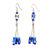 Recycled glass beaded dangle earrings, 'Blue Countess' - Eco-Friendly Blue and Yellow Recycled Glass Dangle Earrings