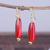 Carnelian and recycled glass beaded dangle earrings, 'Love & Luxury' - Natural Carnelian and Golden Glass Beaded Dangle Earrings