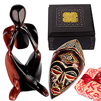 Curated gift set, 'Heritage & Elegance' - Handcrafted Cultural Wood and Metal Curated Gift Set