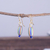 Recycled glass beaded dangle earrings, 'Stripes of Style' - Striped Blue Recycled Glass Beaded Dangle Earrings
