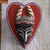 Wood jewelry box, 'Love Mask' - Hand-Painted Heart-Shaped Wood Jewelry Box with Mask Accent