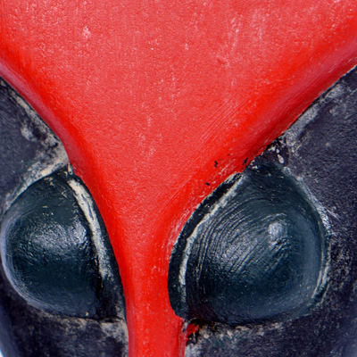 Afrikanische Holzmaske - Handbemalte rote und schwarze Königin Amina afrikanische Maske