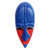 African wood mask, 'Makeda' - Handcrafted Blue and Red African Mask of Queen Makeda