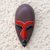 African wood mask, 'Queen Nefertiti' - Hand-Painted Purple and Red Queen Nefertiti African Mask