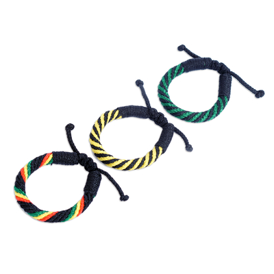 Handwoven bracelets, 'Regal Krobo' (set of 3) - Handwoven Adjustable Bracelets from Ghana (Set of 3)