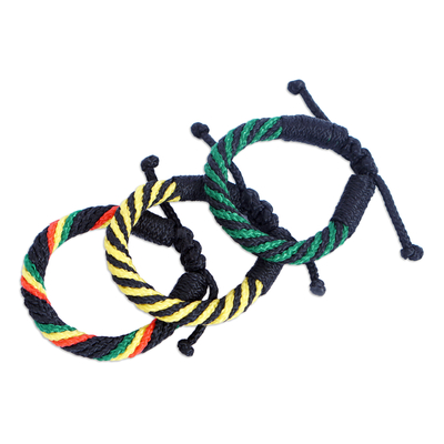 Handgewebte Armbänder, 'Regal Krobo' (3er-Set) - Handgewebte verstellbare Armbänder aus Ghana (3er-Set)