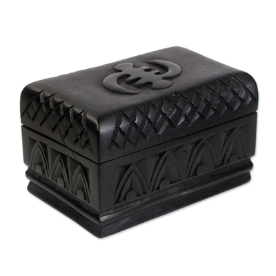 Wood jewelry box, 'Adwoa Sika Adaka' - Hand Crafted Wood Jewelry Box from Africa