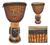 Wood djembe drum, 'Masks' - Wood djembe drum (image 2) thumbail