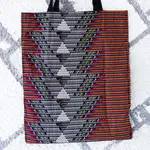 Self-storing cotton tote bag, ‘Vibrant Basis’ - Multicolor Patterned Self-Storing Cotton Tote Bag from Ghana