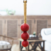 Wood and dried gourd televi shaker, 'Cherry Tune' - Cherry Red Ofram Wood and Dried Calabash Gourd Televi Shaker