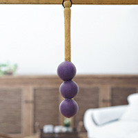 Wood and dried gourd televi shaker, 'Deep Lavender Tune' - Deep Lavender Ofram Wood and Calabash Gourd Televi Shaker