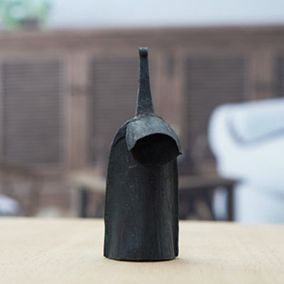 Steel and wood gankogui percussion instrument, 'Timeless Tunes' (mini) - Hand-Made Mini-Sized Steel Gankogui Percussion Instrument
