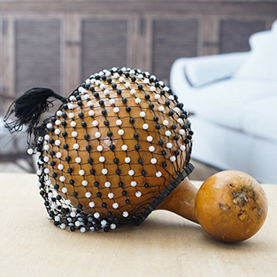 Dried gourd shekere, 'Sounds of Heritage' - Dried Gourd Percussion Musical Instrument Shekere from Ghana