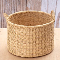 Rattan basket, 'Blissful Season' - Artisan-Made Natural Fiber Rattan Basket Handwoven in Ghana