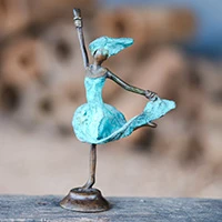Bronze alloy sculpture, 'The Aqua Dancer' - Inspirational Patina-Toned Bronze Alloy Dancer Sculpture