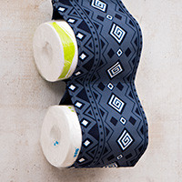 Cotton tissue holder, 'Heritage Roots' - African-Themed Cotton Tissue Holder with Double Compartment