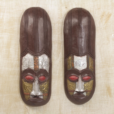 Ivoirische Holzmasken, 'Baoule Asafo' (Paar) - Afrikanische Holzmasken (Paar)