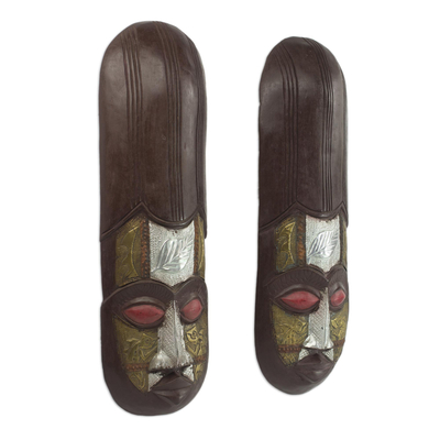 Ivoirische Holzmasken, 'Baoule Asafo' (Paar) - Afrikanische Holzmasken (Paar)