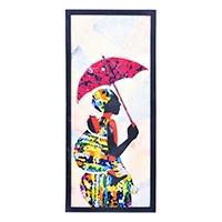 Cotton batik collage, 'The Strength of a Woman' - Batik and Oil on Cotton Collage of African Mother and Child