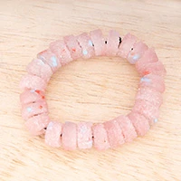 Recycled glass beaded stretch bracelet, 'Sweet Textures' - Druzy-Like Textured Recycled Glass Beaded Stretch Bracelet