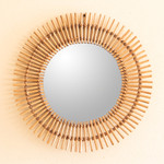 Rattan wall mirror, 'Boho Reflection' - Bohemian Handcrafted Rattan Wall Mirror with Sunburst Design