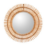 Rattan wall mirror, 'Boho Reflection' - Bohemian Handcrafted Rattan Wall Mirror with Sunburst Design