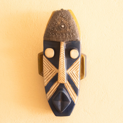African wood wall mask, 'Spirit of the Elders' - African Wood Wall Mask Inspired by Nwantantay Plank Masks