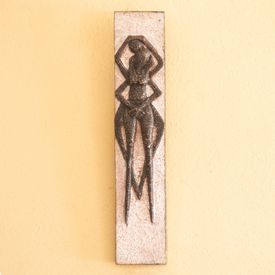 Dried calabash wall accent, 'Shadows of Love' - Romantic Avant-Garde Dried Calabash and Wood Wall Accent