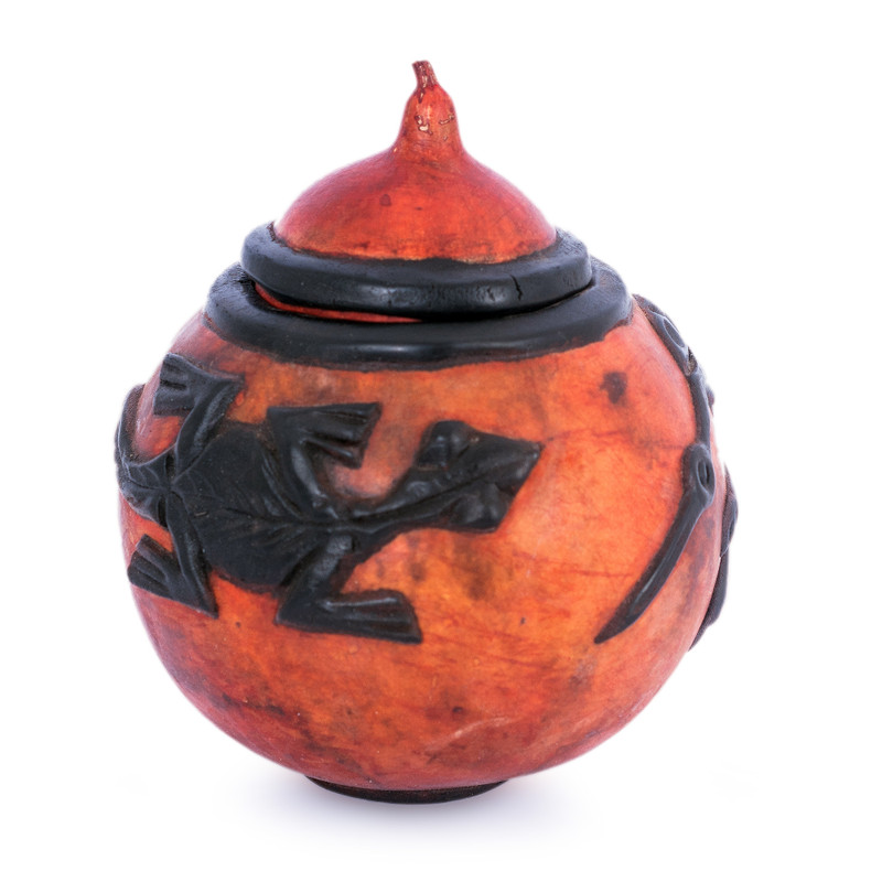 Animal-Themed Painted Dried Calabash Gourd Decorative Box - Savannah ...